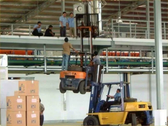 Look At The Mama Forklift Holding The Little One!