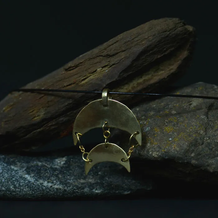 Brass Pendant "Two Moons"