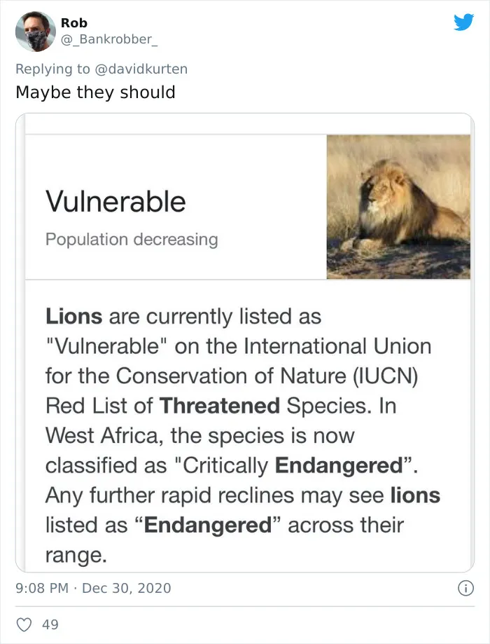 'Covidiot' Politician Tries To Prove A Point By Saying That 'Lions Don't Wear Masks,' Gets Shut Down With Hilarious Comments