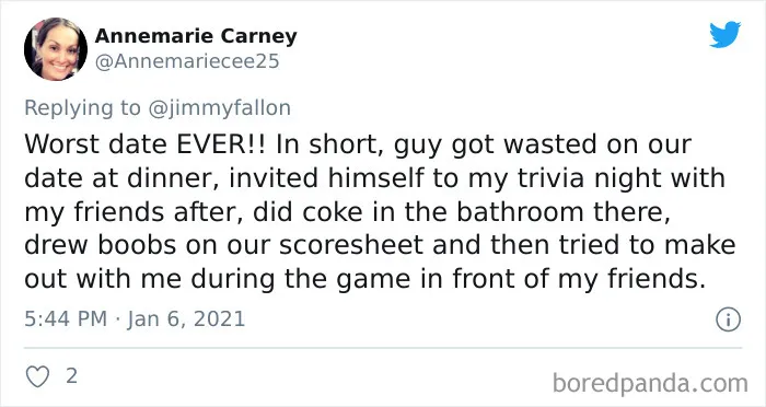 50 "Worst First Date" Stories That People Submitted For Jimmy Fallon's Challenge