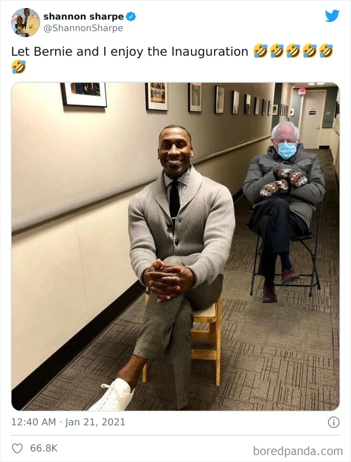 35 Divertidos memes creados a partir de la imagen de Bernie Sanders sentado solo durante la investidura