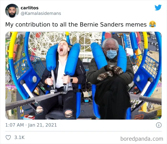 40 Of The Funniest Memes People Created After Bernie Sanders Was Captured Sitting Alone During Inauguration