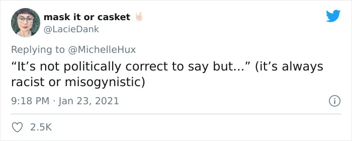 LacieDank tweets about politically correct to say as red flag in relationship