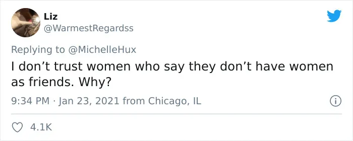 WarmestRegardss tweets about trusting women as red flag in relationship