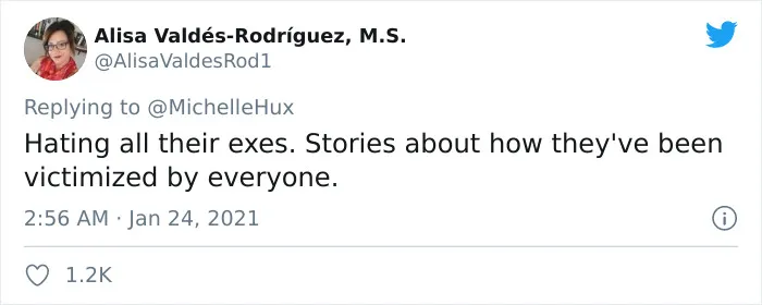AlisaValdesRod1 tweets about hating all their exes as red flag in relationship