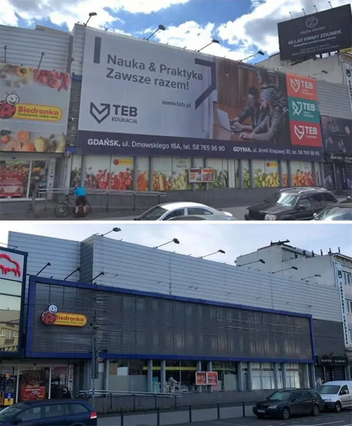 Polonia está eliminando la publicidad exterior y los anuncios llamativos, y la "limpieza" está quedando muy bien (30 fotos del antes y el después)