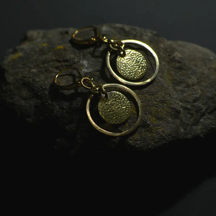 Brass Earrings With Rough Pieces