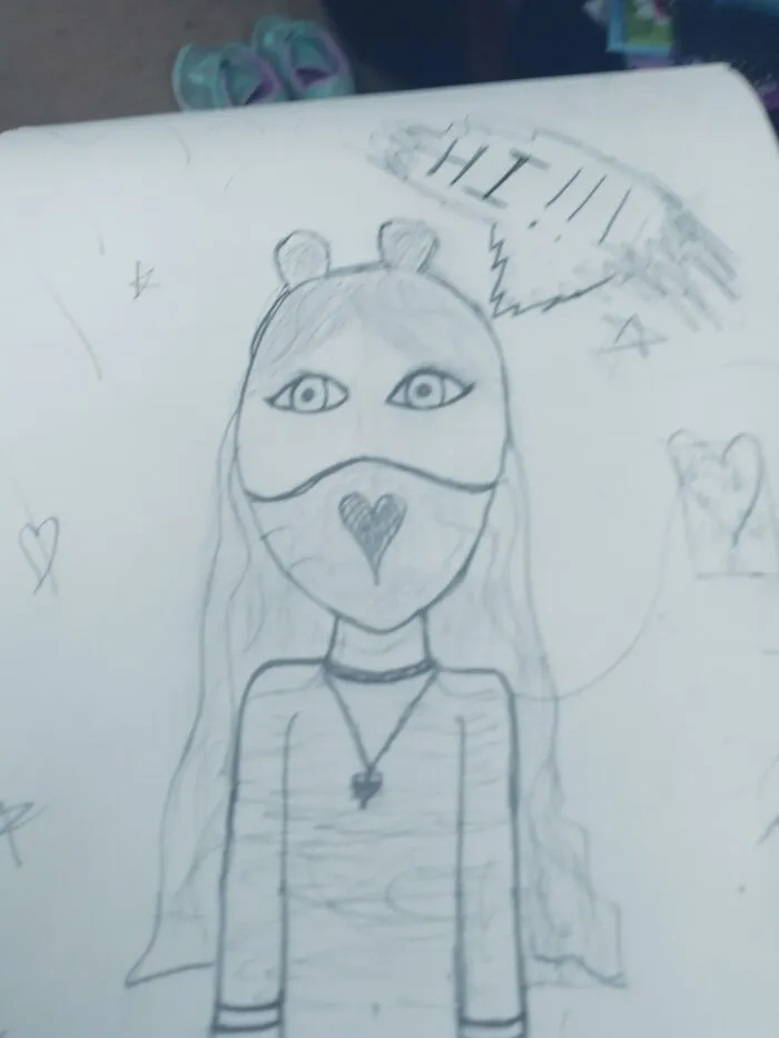 Me Drawing Myself With A Mask.