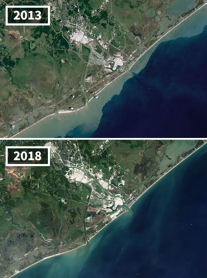 Beach Erosion Near Freeport, Texas