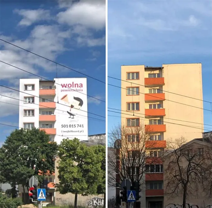 Polonia está eliminando la publicidad exterior y los anuncios llamativos, y la "limpieza" está quedando muy bien (30 fotos del antes y el después)