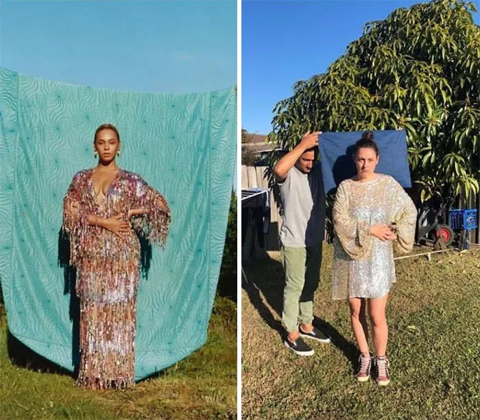 Esta mujer sigue recreando de forma divertida las fotos de Instagram de los famosos, y los resultados son mejores que el original (Nuevas imágenes)