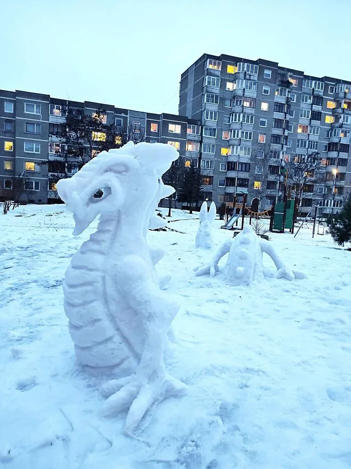 Regular People All Over Lithuania Went Out To Create Snow Sculptures (38 Pics)
