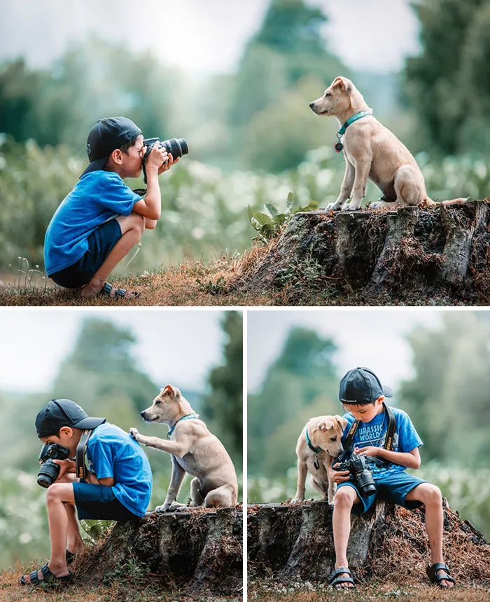 Mi mejor amigo tiene cuatro patas. CJ (5 años) y Chance (3 meses)