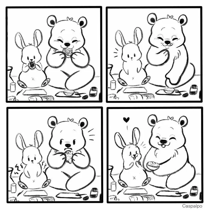 Artist Creates Sweet Comics About A Bunny And A Bear In A Relationship (82 Pics)