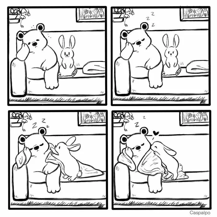 Artist Creates Sweet Comics About A Bunny And A Bear In A Relationship (82 Pics)