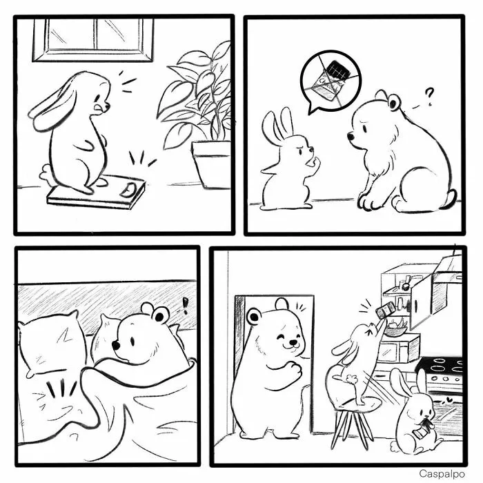 Artist Creates Sweet Comics About A Bunny And A Bear In A Relationship (82 Pics)