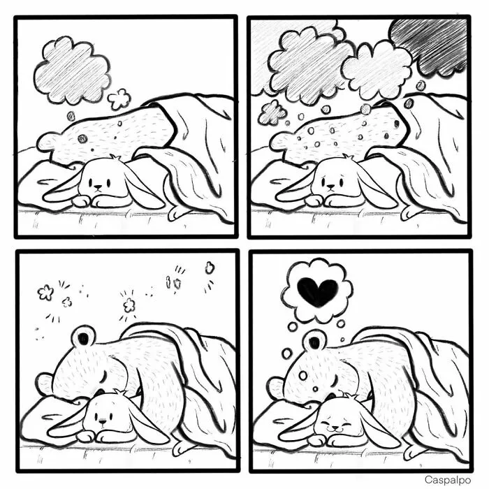 Artist Creates Sweet Comics About A Bunny And A Bear In A Relationship (82 Pics)