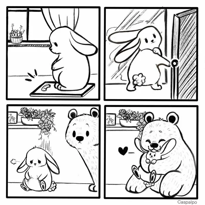 Artist Creates Sweet Comics About A Bunny And A Bear In A Relationship (82 Pics)