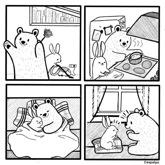Artist Creates Sweet Comics About A Bunny And A Bear In A Relationship (82 Pics)