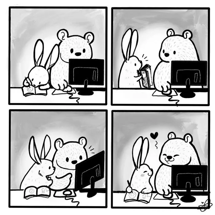 Artist Creates Sweet Comics About A Bunny And A Bear In A Relationship (82 Pics)