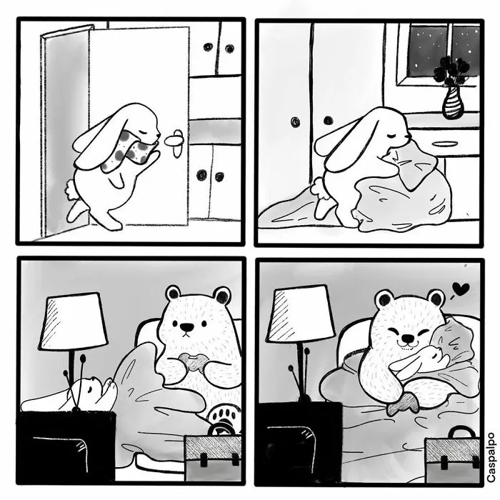 Artist Creates Sweet Comics About A Bunny And A Bear In A Relationship (82 Pics)