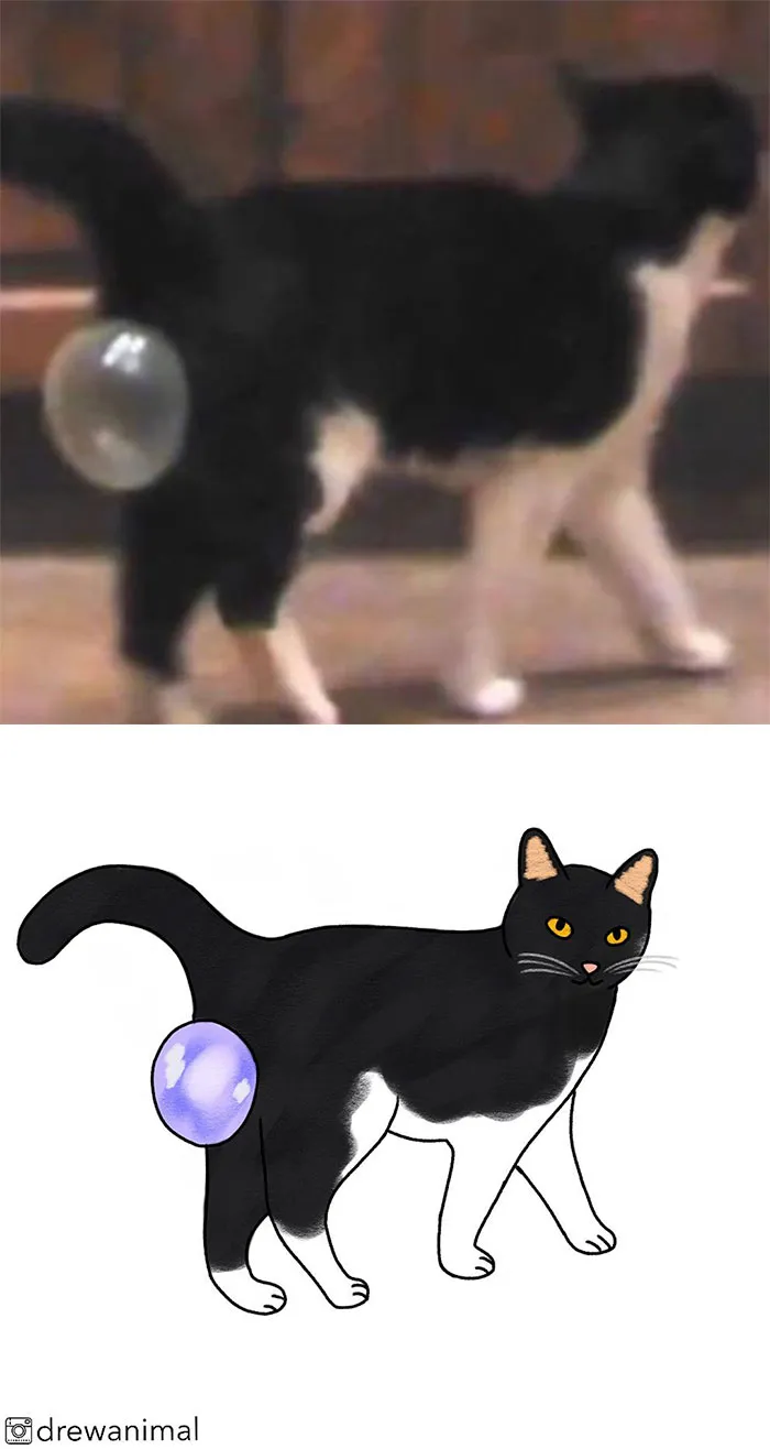 Artist Transforms Funny Cat Pics Into Illustrations And Here Are 70 Of The Best Ones