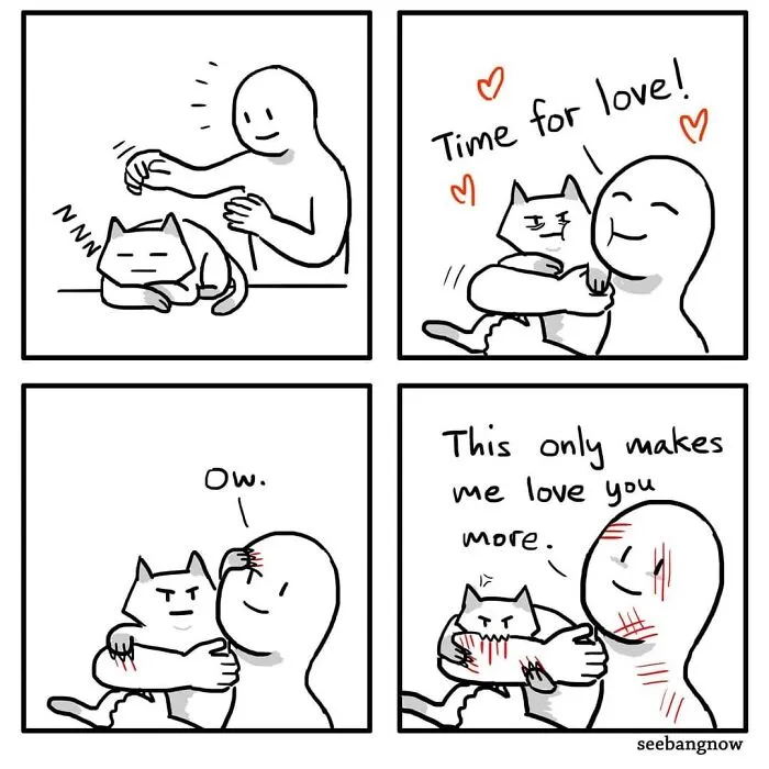 30 Comics That Show What Living With A Cat Is Really Like, By Xibang