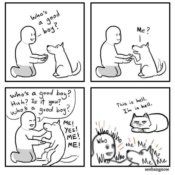 30 Comics That Show What Living With A Cat Is Really Like, By Xibang