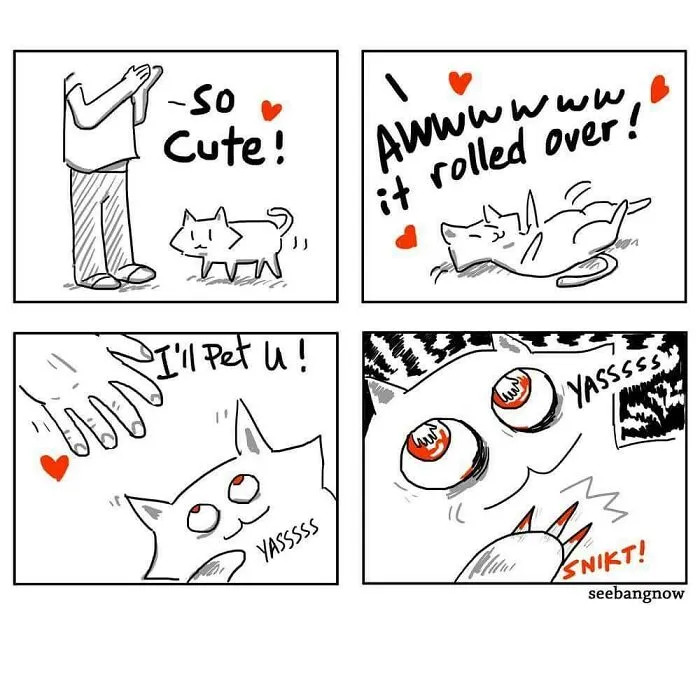 30 Comics That Show What Living With A Cat Is Really Like, By Xibang
