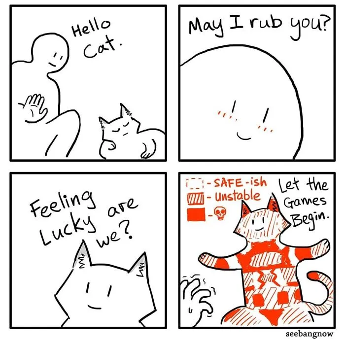 30 Comics That Show What Living With A Cat Is Really Like, By Xibang