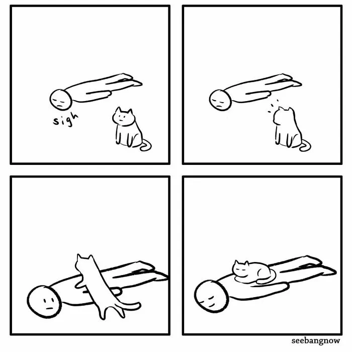 30 Comics That Show What Living With A Cat Is Really Like, By Xibang