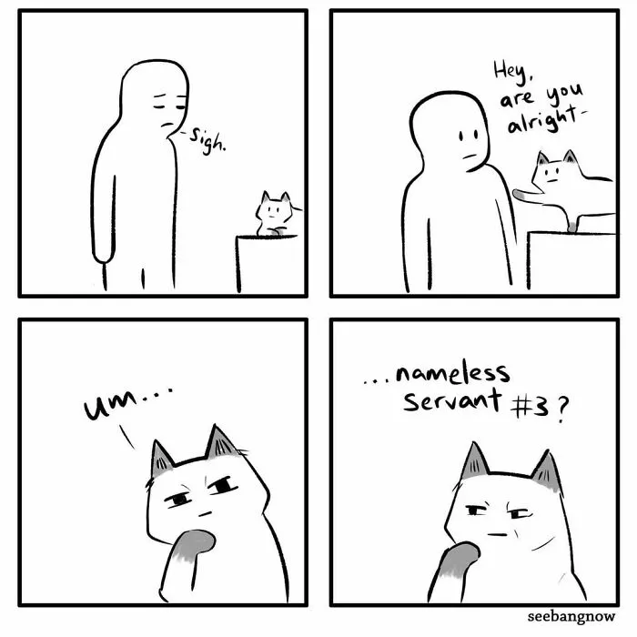 30 Comics That Show What Living With A Cat Is Really Like, By Xibang