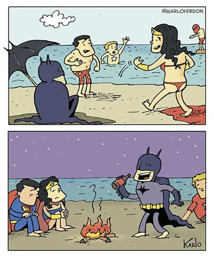 Un dibujante muestra la no tan glamurosa vida cotidiana de los superhéroes (50 cómics)