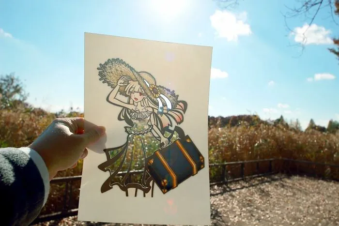 Japanese Artist Fills In Their Anime-Inspired Cutouts With Their Surroundings (100 Pics)