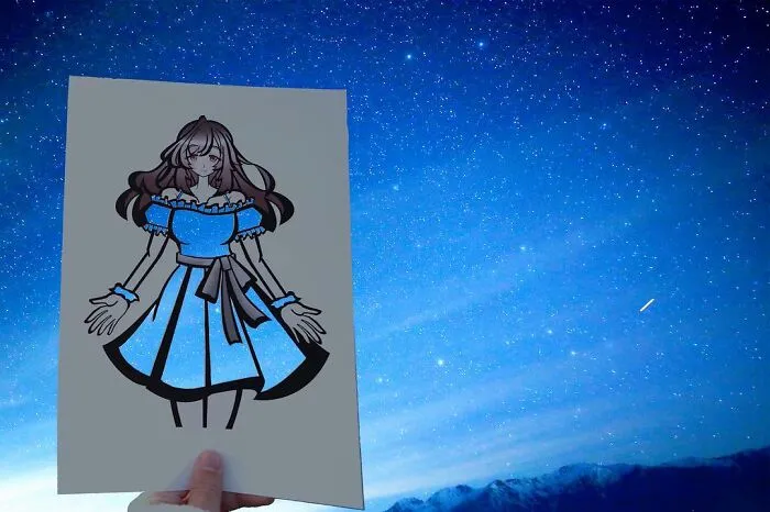 Japanese Artist Fills In Their Anime-Inspired Cutouts With Their Surroundings (100 Pics)