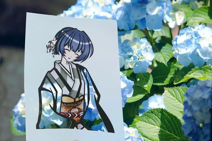 Japanese Artist Fills In Their Anime-Inspired Cutouts With Their Surroundings (100 Pics)