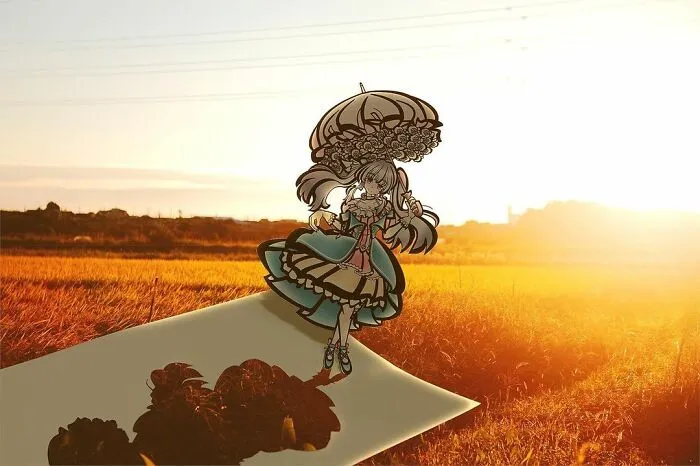 Japanese Artist Fills In Their Anime-Inspired Cutouts With Their Surroundings (100 Pics)