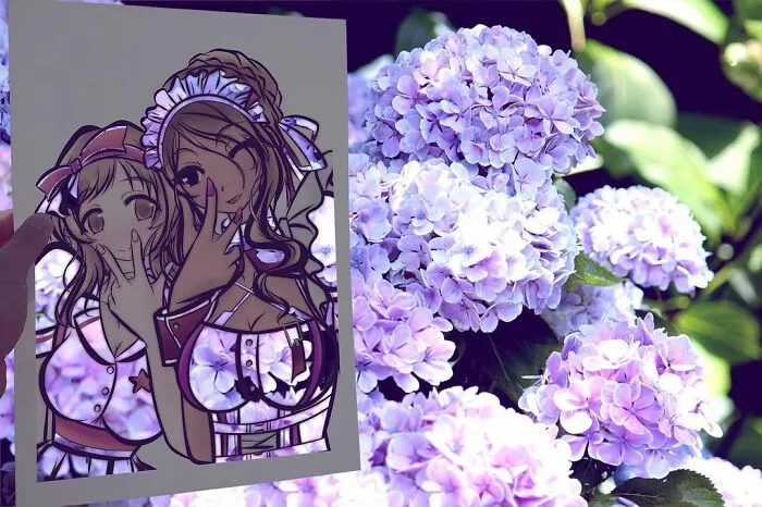 Japanese Artist Fills In Their Anime-Inspired Cutouts With Their Surroundings (100 Pics)