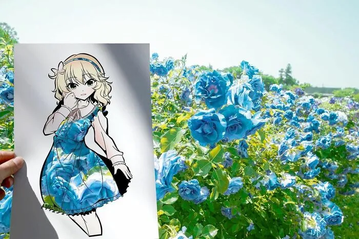 Japanese Artist Fills In Their Anime-Inspired Cutouts With Their Surroundings (100 Pics)