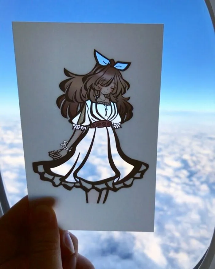 Japanese Artist Fills In Their Anime-Inspired Cutouts With Their Surroundings (100 Pics)
