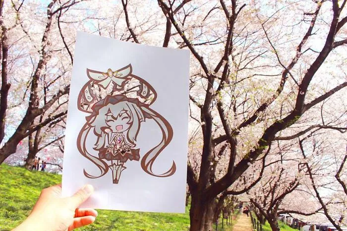 Japanese Artist Fills In Their Anime-Inspired Cutouts With Their Surroundings (100 Pics)
