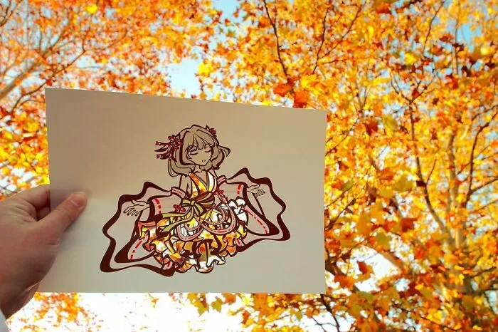 Japanese Artist Fills In Their Anime-Inspired Cutouts With Their Surroundings (100 Pics)