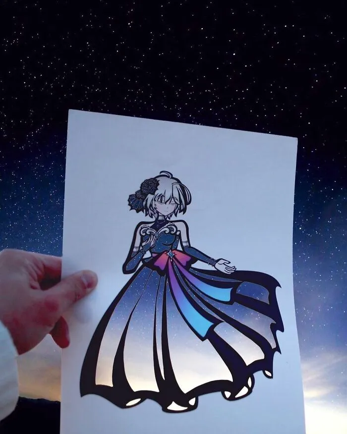 Japanese Artist Fills In Their Anime-Inspired Cutouts With Their Surroundings (100 Pics)