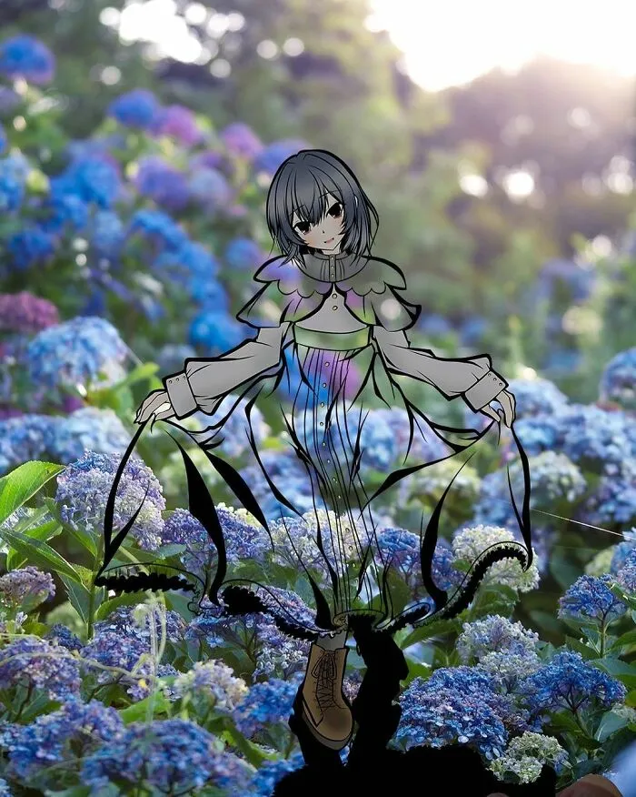 Japanese Artist Fills In Their Anime-Inspired Cutouts With Their Surroundings (100 Pics)
