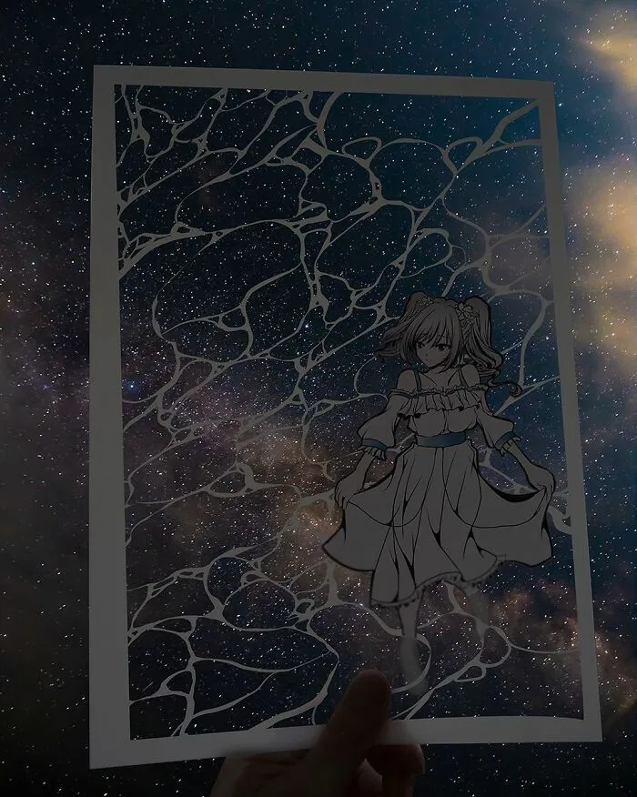 Japanese Artist Fills In Their Anime-Inspired Cutouts With Their Surroundings (100 Pics)