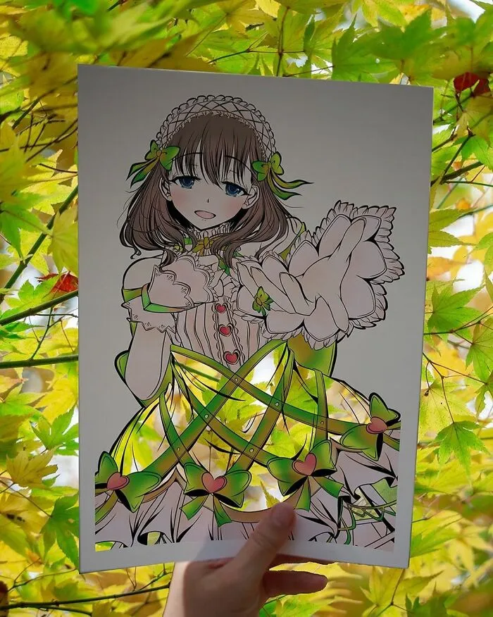Japanese Artist Fills In Their Anime-Inspired Cutouts With Their Surroundings (100 Pics)