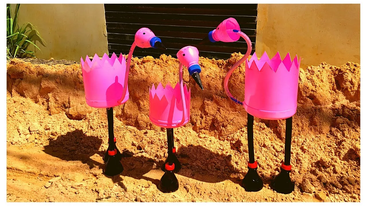 How To Recycle Plastic Bottles Into Flamingo-Shaped Planter Pots | Craft Yours