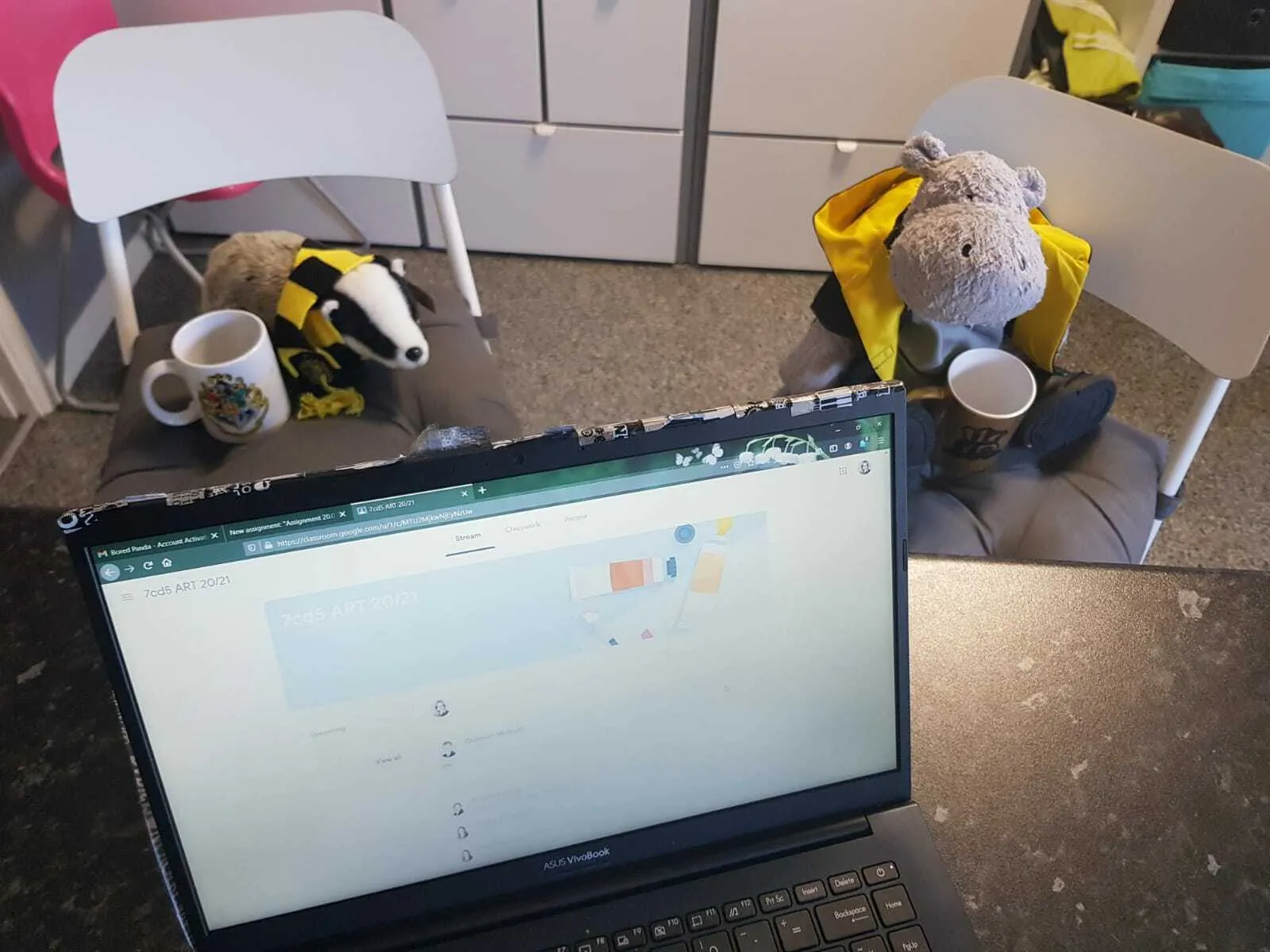 My Toy Hippo And Badger Are Doing Online Hogwarts , And Its A Magically Funny Experiance!