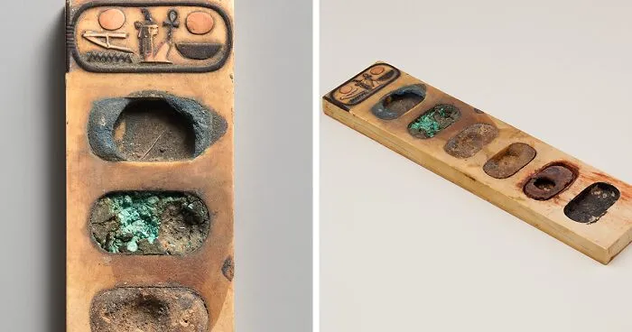 This 3,400-Year-Old Painting Palette With Remnants Of Pigments From Ancient Egypt Has Fascinated The Internet