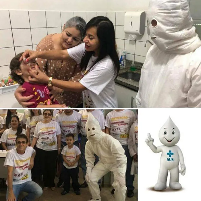 La mascota de la vacunación en Brasil parece del KKK